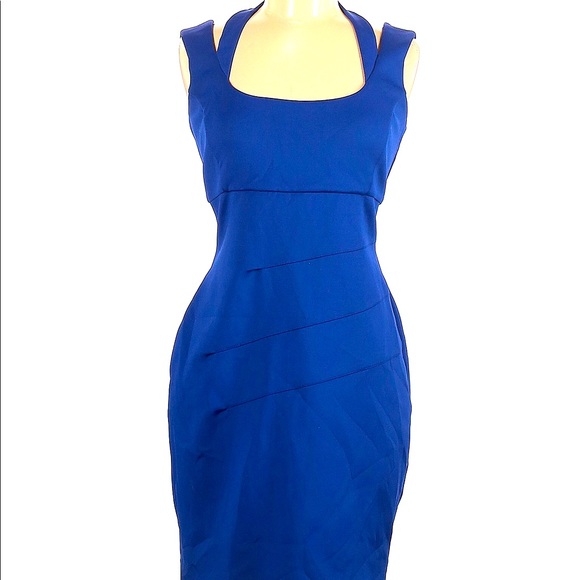 Guess Royal Blue Dress w/ Shoulder and Halter Strap Zipper in Back  Fully Lined - Picture 2 of 13